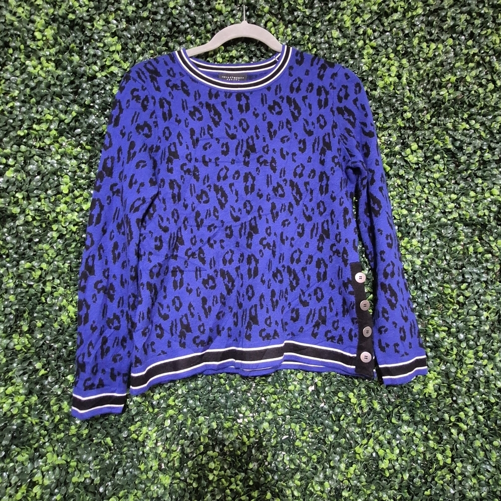 Investments Blue and Black Leopard Print Sweater